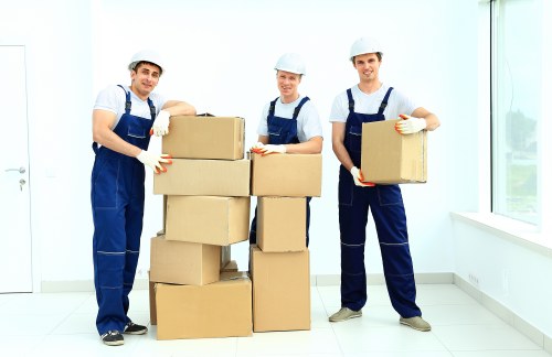 Boxes and household items prepared for a flat move in Hackney