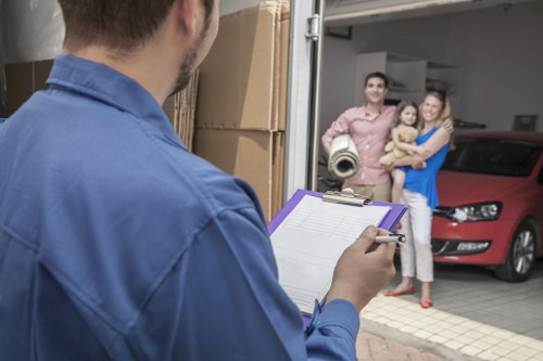 Removal van parked near a Hackney residential building