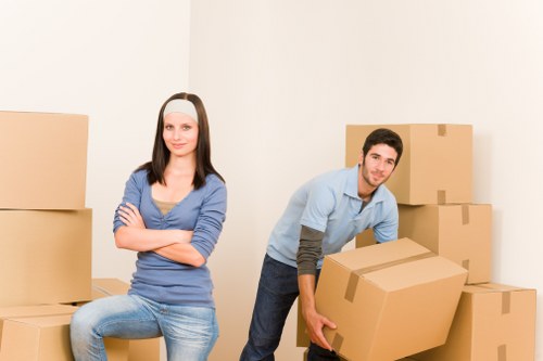 Packed household items prepared for transport during a Hackney move