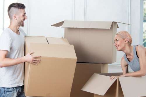 Furniture and boxes loaded into a moving van in Hackney