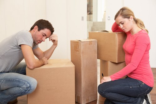 Office relocation materials and furniture prepared for a commercial move in Hackney