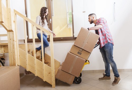 Commercial movers handling office equipment near Hackney streets