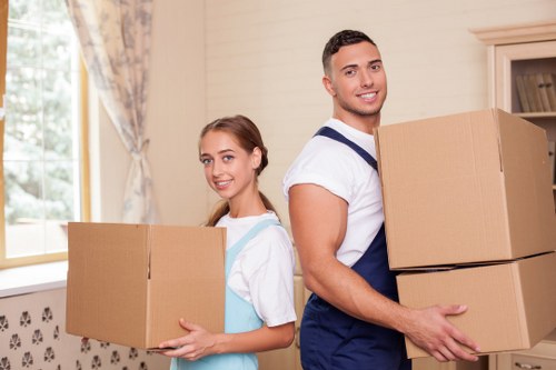 Preparing belongings for a moving truck service in Hackney